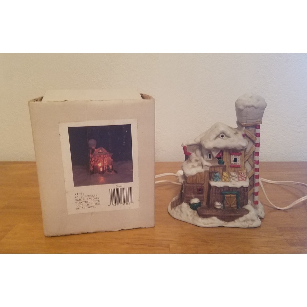 6" Porcelain Santa Factory Electric Lite Christmas/Holiday